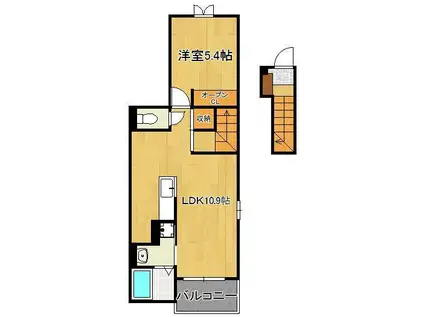 ラインハイム足立山C(1LDK/2階)の間取り写真