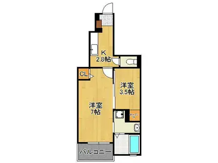 ハーモニーガーデン小文字Ⅰ(1SK/1階)の間取り写真