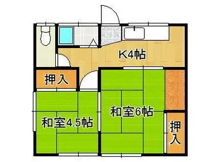 玉荘(2K/1階)の間取り写真