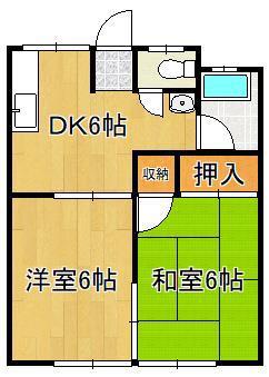 コーポ松本(2DK/2階)の間取り写真
