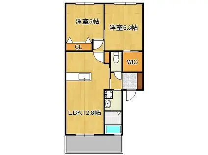 クラヴィエ三萩野I(2LDK/1階)の間取り写真