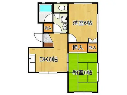 メゾンドルーブル(2DK/1階)の間取り写真