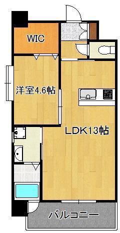 アクシオ三萩野(1LDK/3階)の間取り写真