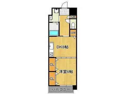 サンシャイン・キャナル小倉(1DK/2階)の間取り写真