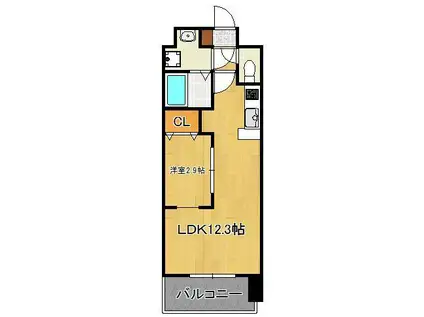 リュシオールレジデンス(1LDK/5階)の間取り写真