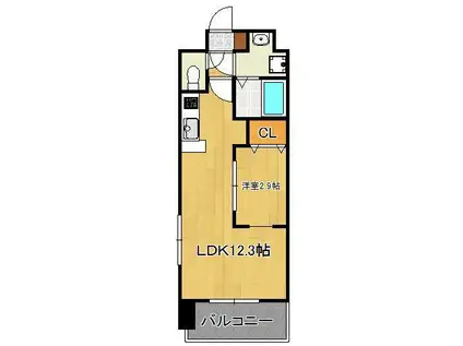 リュシオールレジデンス(1LDK/8階)の間取り写真