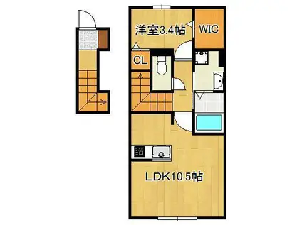 オリオン(1LDK/2階)の間取り写真