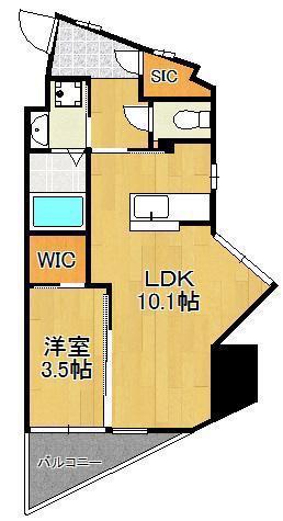ウィングス重住(1LDK/8階)の間取り写真