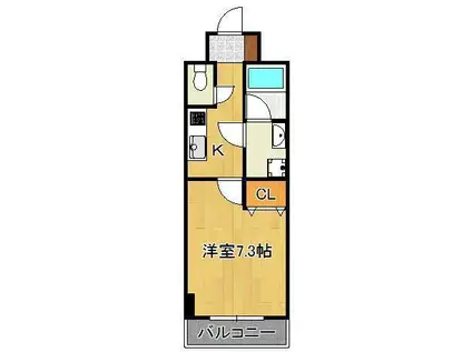 U-BASIC REEF 三萩野(1K/2階)の間取り写真