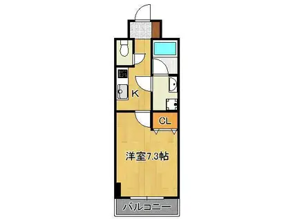 U-BASIC REEF 三萩野(1K/6階)の間取り写真