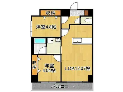 U-BASIC REEF 三萩野(2LDK/8階)の間取り写真