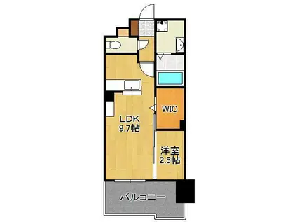 グランヒルズ三萩野(1LDK/5階)の間取り写真