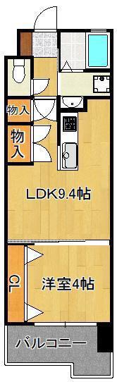 REGARIA KOKURAKITA CENTER PLACE(1LDK/9階)の間取り写真