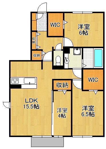 D-ROOM城野駅 B棟(3LDK/1階)の間取り写真