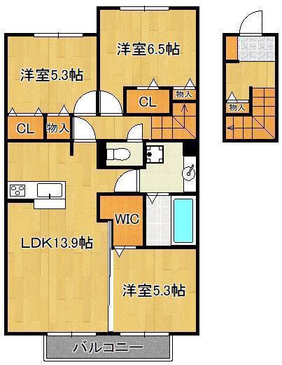 D-ROOM城野駅 A棟(3LDK/2階)の間取り写真