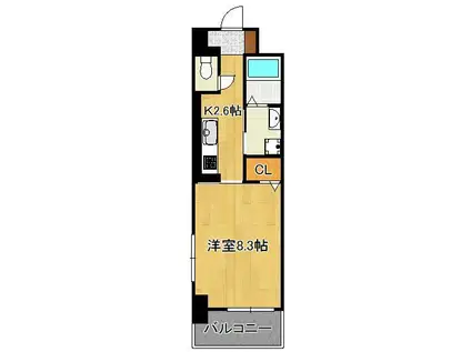 ラインスター三萩野(1K/3階)の間取り写真