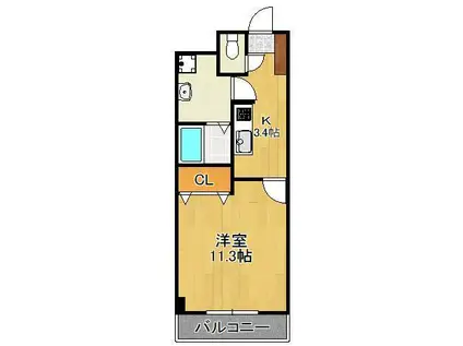 ギャラン貴船(1K/1階)の間取り写真