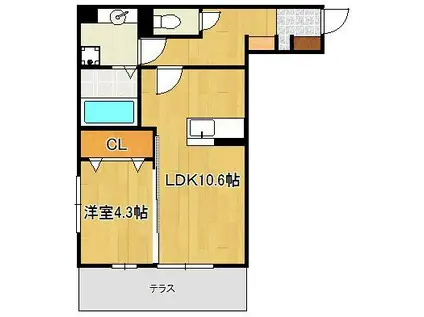 ザ・レジデンスBONJONO ウエスト(1LDK/1階)の間取り写真