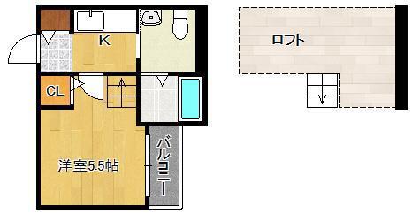 LINES STYLE(1K/2階)の間取り写真