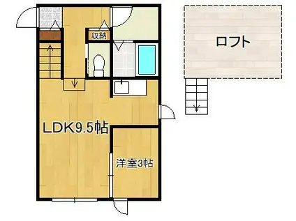 ラ・グランジュール伍番館(1LDK/2階)の間取り写真