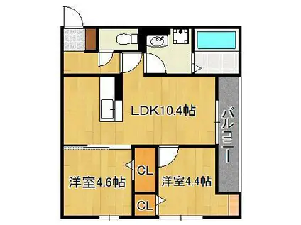 ザ・レジデンスBONJONO イースト(2LDK/2階)の間取り写真