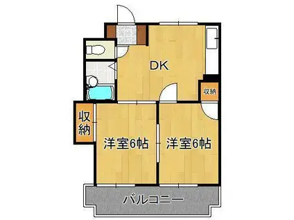 シャトレ熊本(2DK/1階)の間取り写真