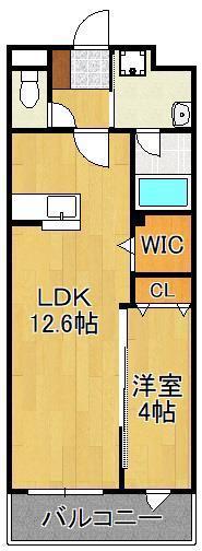 ミーナ白銀(1LDK/4階)の間取り写真