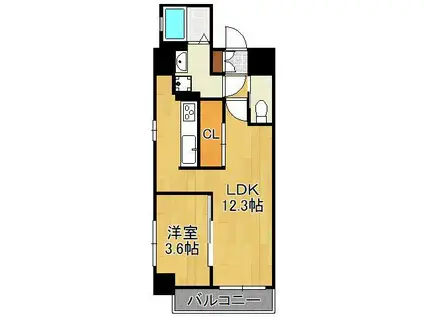 ERDE三萩野(1LDK/4階)の間取り写真