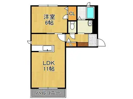 クラヴィエ・Y(1LDK/1階)の間取り写真