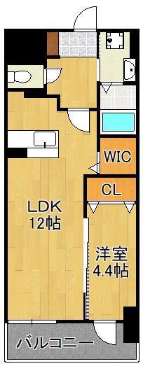 ニューリバー黄金(1LDK/12階)の間取り写真