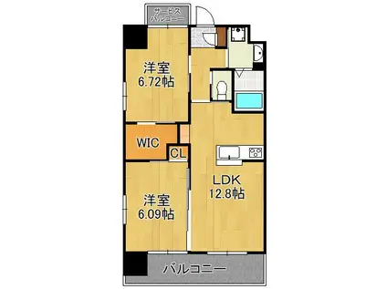 ウィングス三郎丸(2LDK/4階)の間取り写真