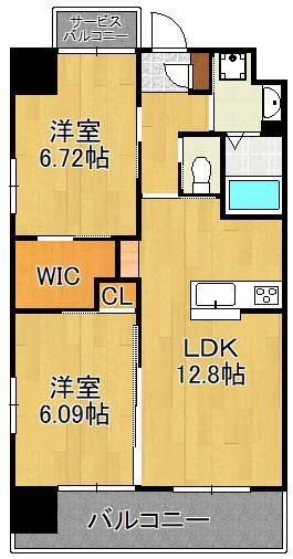 ウィングス三郎丸(2LDK/6階)の間取り写真