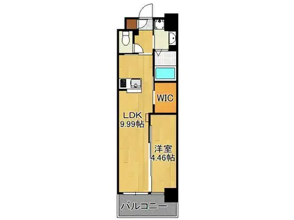 ウィングス三郎丸(1LDK/3階)の間取り写真