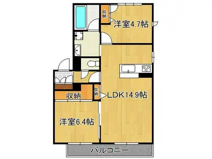 HALE PUEO(2LDK/2階)の間取り写真