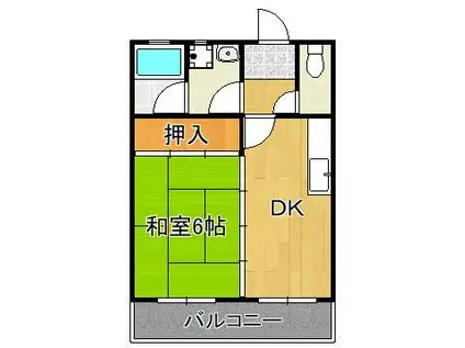 コンプレート中津口(1DK/3階)の間取り写真