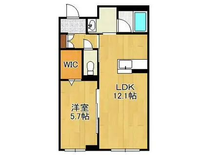 フルール・ド・ヒサノ(1LDK/1階)の間取り写真