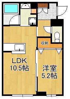 フルール・ド・ヒサノ(1LDK/1階)の間取り写真