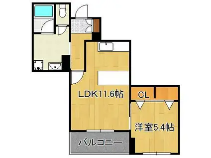 フルール・ド・ヒサノ(1LDK/4階)の間取り写真