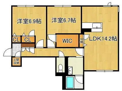 ガーデンREI足立山麓(2LDK/1階)の間取り写真