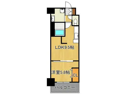 シズカビルディング白銀(1LDK/2階)の間取り写真