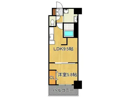 シズカビルディング白銀(1LDK/8階)の間取り写真