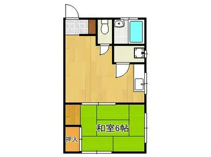 宇佐町アパート(1DK/2階)の間取り写真