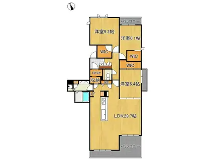 MASTメゾン小倉宇佐町(3LDK/2階)の間取り写真