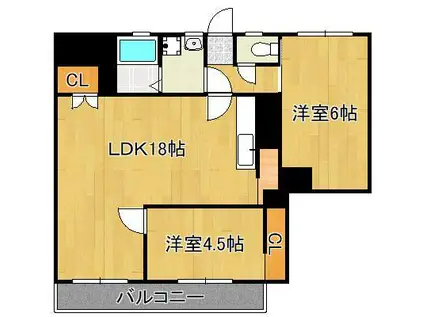第1睦実ビル(2LDK/7階)の間取り写真