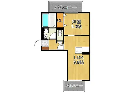 M・K・K神岳(1LDK/3階)の間取り写真