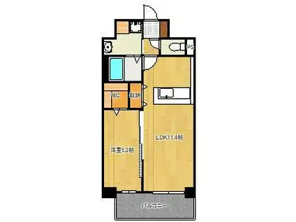 サンビーム三萩野駅前(1LDK/4階)の間取り写真