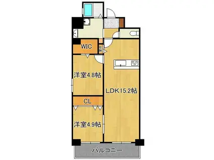 エルザグランツ黄金(2LDK/6階)の間取り写真