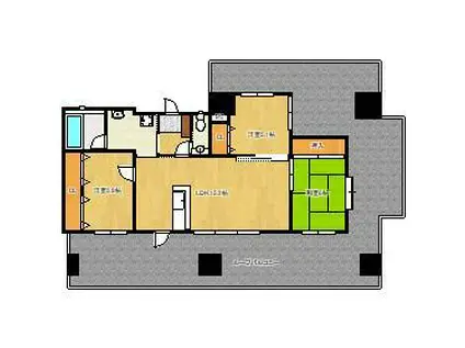 内山神岳ビル(3LDK/11階)の間取り写真