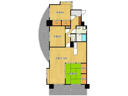 サンライフ足原 Ⅱ 501(3LDK/5階)の間取り写真