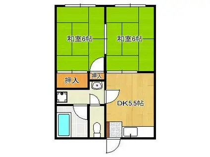 メゾン植田(2DK/2階)の間取り写真